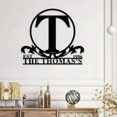 Custom Family Name Monogram Sign Last Name Wall Hanging Initial Metal Decor Family Name Monogram Living Room Decor