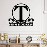 Custom Family Name Monogram Sign Last Name Wall Hanging Initial Metal Decor Family Name Monogram Living Room Decor