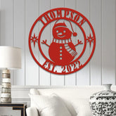 Custom Family Name Snowman Christmas Metal Sign Christmas Decor Christmas Decorations Holiday Decor Holiday Wall Art
