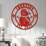 Custom Family Name Snowman Christmas Metal Sign Christmas Decor Christmas Decorations Holiday Decor Holiday Wall Art