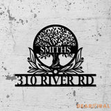 Custom Family Tree of Life Address Sign Metal Home Sign House Numbers Sign - Gearviral