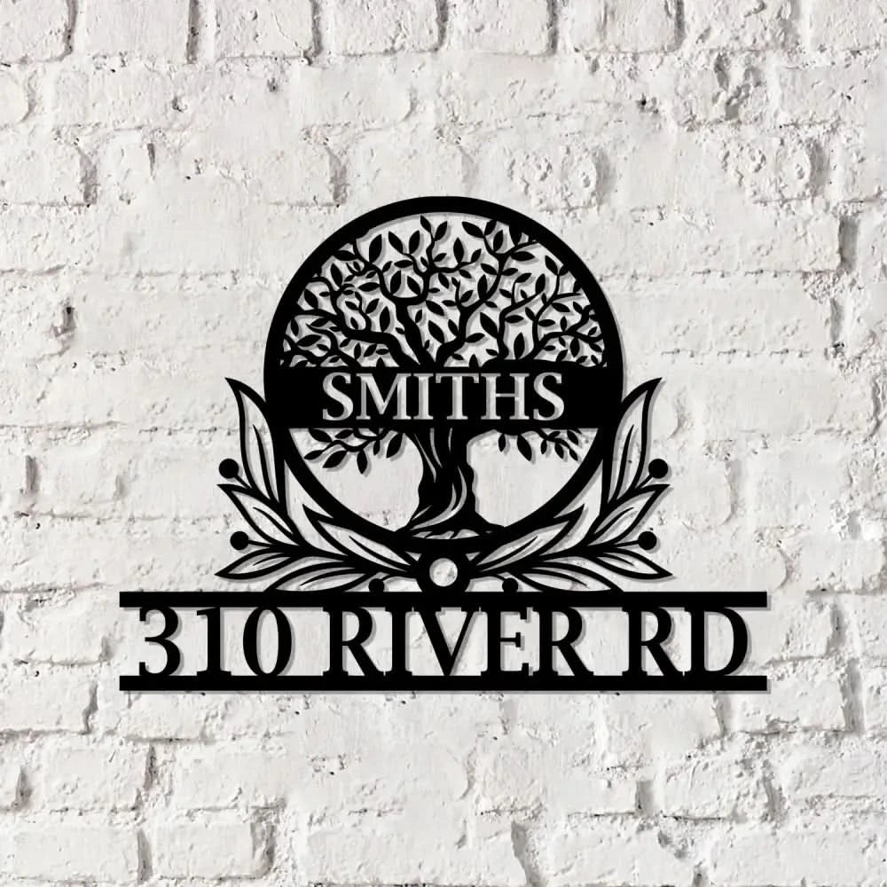 Custom Family Tree of Life Address Sign Metal Home Sign House Numbers Sign - Gearviral