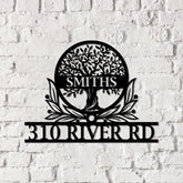 Custom Family Tree of Life Address Sign Metal Home Sign House Numbers Sign - Gearviral