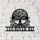 Custom Family Tree of Life Address Sign Metal Home Sign House Numbers Sign - Gearviral