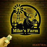 Custom Farm Name Metal Sign Personalized Pig Farm Wall Art Rustic Farmhouse Decor Windmill Farm Sign Outdoor Farm Name