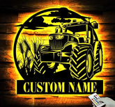 Custom Farm Sign Tractor Driver Metal Wall Art LED Light Personalized Farm Tractor Name Sign Home Decor Truck Decor