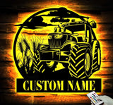 Custom Farm Sign Tractor Driver Metal Wall Art LED Light Personalized Farm Tractor Name Sign Home Decor Truck Decor