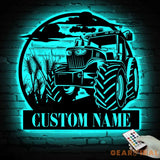 Custom Farm Sign Tractor Driver Metal Wall Art LED Light Personalized Farm Tractor Name Sign Home Decor Truck Decor