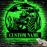 Custom Farm Sign Tractor Driver Metal Wall Art LED Light Personalized Farm Tractor Name Sign Home Decor Truck Decor