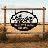 Custom Farmhouse Metal Hanging Sign Personalized Farm Metal Sign Animal Farm Sign Ranch Sign Barn Sign Farm Gate Sign