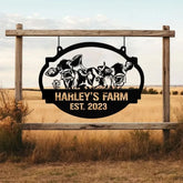 Custom Farmhouse Metal Hanging Sign Personalized Farm Metal Sign Animal Farm Sign Ranch Sign Barn Sign Farm Gate Sign