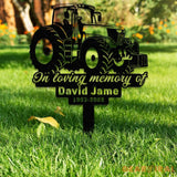 Custom Farming Fields Memorial Metal Stake Farmer Memorial Sign Grave Marker Sympathy Sign Remembrance Stake Tractor
