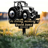 Custom Farming Fields Memorial Metal Stake Farmer Memorial Sign Grave Marker Sympathy Sign Remembrance Stake Tractor