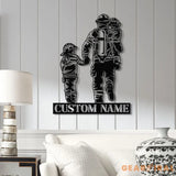 Custom Father’s Gift Metal Sign - Firefighter Wall Art with LED Light - Personalized Dad Sign from Son or Daughter