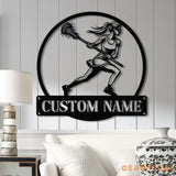 Custom Female Lacrosse Metal Sign with LED Lights - Personalized Lacrosse Player Name Sign - Lacrosse Girl Gift &