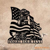 Custom Firefighter American Flag Metal Sign with Led Lights Firewoman Appreciation Gift Fire Department Name Number