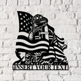Custom Firefighter American Flag Metal Sign with Led Lights Firewoman Appreciation Gift Fire Department Name Number