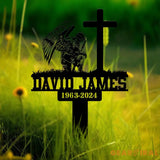 Custom Firefighter Kneeling In Cross Memorial Plaque Stake Personalized Firefighter Metal Sign Sympathy Gift Outdoor