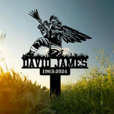 Custom Firefighter with Angels Wings Memorial Plaque Stake Personalized Firefighter Metal Sign Sympathy Gift Outdoor