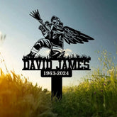 Custom Firefighter with Angels Wings Memorial Plaque Stake Personalized Firefighter Metal Sign Sympathy Gift Outdoor