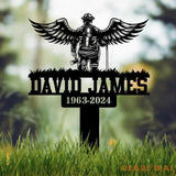 Custom Firefighter with Angels Wings Memorial Plaque Stake Personalized Firefighter Metal Sign Sympathy Gift Outdoor