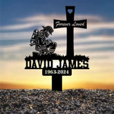 Custom Fireman Kneeling Memorial Metal Stake Firefighter Memorial Plaque FireFighter Sign Firefighter Grave Maker