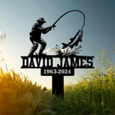 Custom Fishing In Heaven Memorial Plaque Stake Memorial Grave Marker Fisherman Memorial Stake For Grave Fisherman Loss