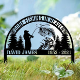 Custom Fishing In Heaven Memorial Plaque Stake Memorial Grave Marker Fisherman Memorial Stake For Grave Fisherman Loss
