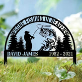 Custom Fishing In Heaven Memorial Plaque Stake Memorial Grave Marker Fisherman Memorial Stake For Grave Fisherman Loss