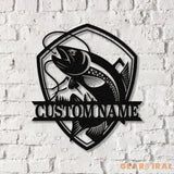 Custom Fishing Metal Wall Art LED Light Personalized Fisher Name Sign Home Decor - Gearviral