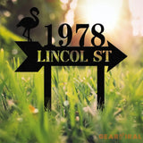 Custom Flamingo Address Sign Flamingo Stake Flamingo House Number Sign Beach Flamingo Metal Sign Tropical Metal Sign