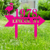 Custom Flamingo Address Sign Flamingo Stake Flamingo House Number Sign Beach Flamingo Metal Sign Tropical Metal Sign