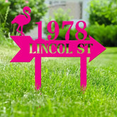 Custom Flamingo Address Sign Flamingo Stake Flamingo House Number Sign Beach Flamingo Metal Sign Tropical Metal Sign