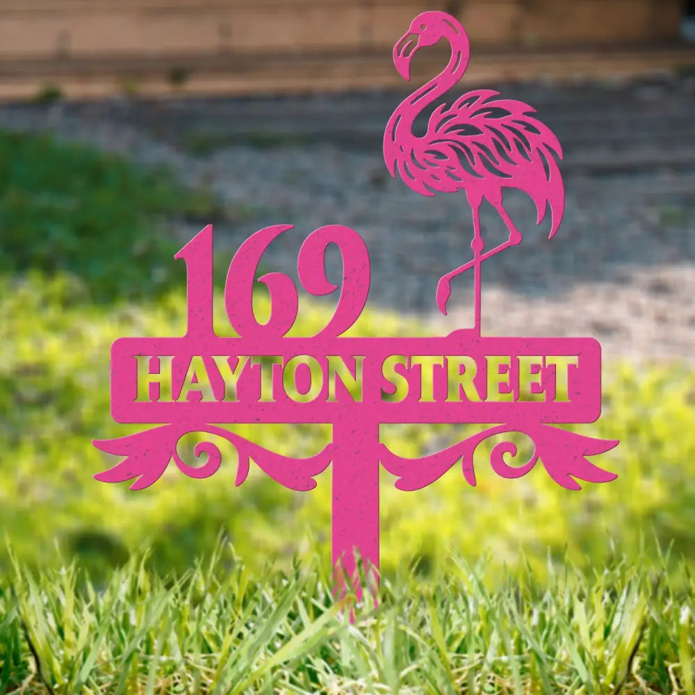 Custom Flamingo Address Sign Flamingo Stake Flamingo House Number Sign Beach Flamingo Metal Sign Tropical Metal Sign