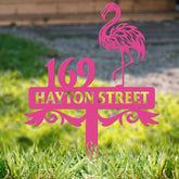 Custom Flamingo Address Sign Flamingo Stake Flamingo House Number Sign Beach Flamingo Metal Sign Tropical Metal Sign