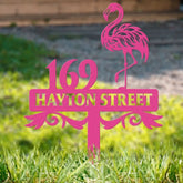 Custom Flamingo Address Sign Flamingo Stake Flamingo House Number Sign Beach Flamingo Metal Sign Tropical Metal Sign