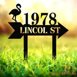 Custom Flamingo Address Sign Flamingo Stake Flamingo House Number Sign Beach Flamingo Metal Sign Tropical Metal Sign