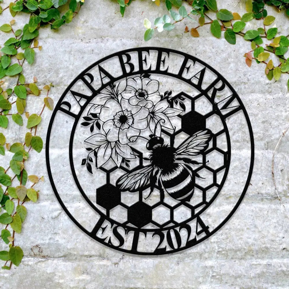 Custom Floral Bee Farm Sign Bee Metal Sign Honey Bee Garden Decor Flower Bee Garden Art Florists Gift Bee Yard Sign Bee