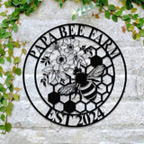Custom Floral Bee Farm Sign Bee Metal Sign Honey Bee Garden Decor Flower Bee Garden Art Florists Gift Bee Yard Sign Bee