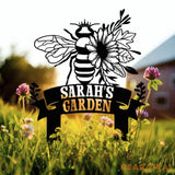 Custom Floral Bee Garden Yard Stake Honey Bee Garden Decor Flower Bee Garden Art Florists Gift Bee Keeper Gift Gardener