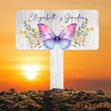 Custom Floral Butterfly Garden Sign Personalized Name Garden Stake Metal Garden Sign Gardener Name Sign Gardener Gift