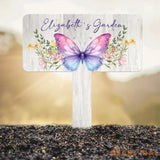Custom Floral Butterfly Garden Sign Personalized Name Garden Stake Metal Garden Sign Gardener Name Sign Gardener Gift