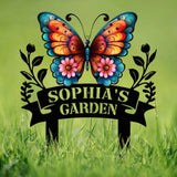 Custom Floral Butterfly Garden Sign Personalized Name Garden Stake Metal Garden Sign Gardener Name Sign Gardener Gift