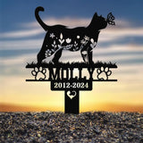 Custom Floral Cat Memorial Stake Cat Grave Marker Pet Memorial Gift Cat Memorial Plaque Pet Loss Gift Remembrance Stake