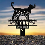 Custom Floral Cat Memorial Stake Cat Grave Marker Pet Memorial Gift Cat Memorial Plaque Pet Loss Gift Remembrance Stake