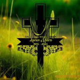 Custom Floral Cross Memorial Metal Stake Cross Memorial Plaque with Stake Sympathy Sign Grave Marker Remembrance Stake