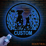 Custom Floral Dog and Cat Metal Sign Dog and Cat Garden Sign Personalized Cat Dog Name Sign Pet Lover Gift Dog Mom Gift