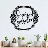 Custom Floral Garden Metal Sign Custom Metal Hanging Garden Sign Personalized Metal Gardening Gift Gardener Name Sign