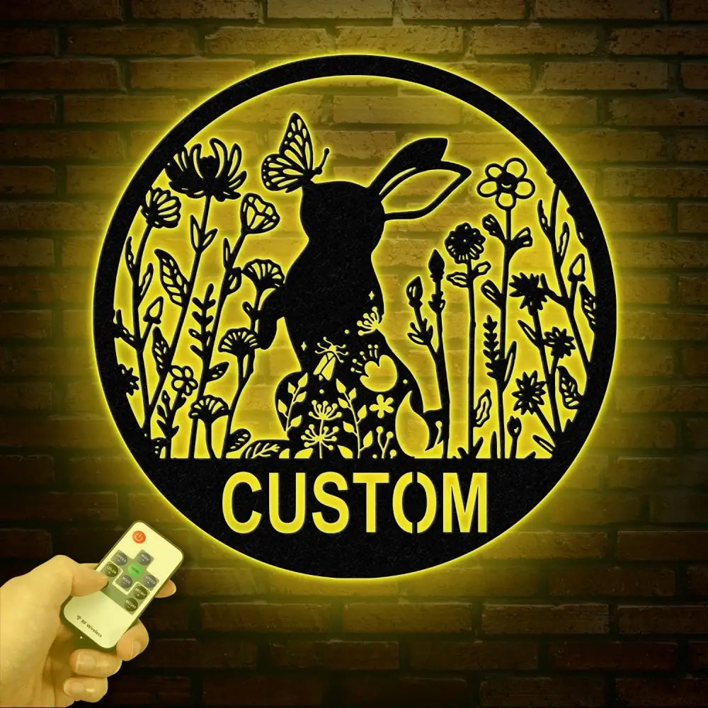 Custom Floral Rabbit Metal Sign Rabbit Lovers Gift Farm Animals Wall Decor Wall Hanging Metal Rabbit Sign Gift For