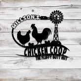 Custom Fluffy Butt Hut Metal Signs Chicken Coop Sign Personalized Chicken Farm Sign Farm Coop Sign Family Name Chicken
